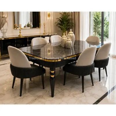 6 Seater High Gloss Black...